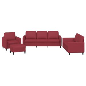 vidaXL Ensemble de canap&eacute;s 4 pcs et coussins Rouge bordeaux Similicuir