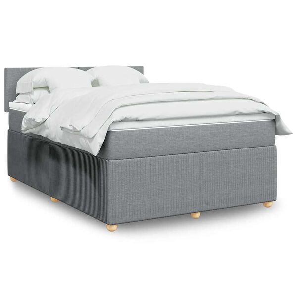 vidaXL Sommier &agrave; lattes de lit avec matelas Gris clair 160x200cm Tissu