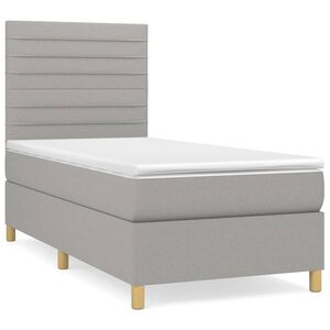 vidaXL Sommier &agrave; lattes de lit avec matelas Gris clair 80x200 cm Tissu