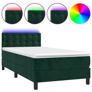 vidaXL Sommier &agrave; lattes de lit avec matelas et LED Vert fonc&eacute; 80x200cm