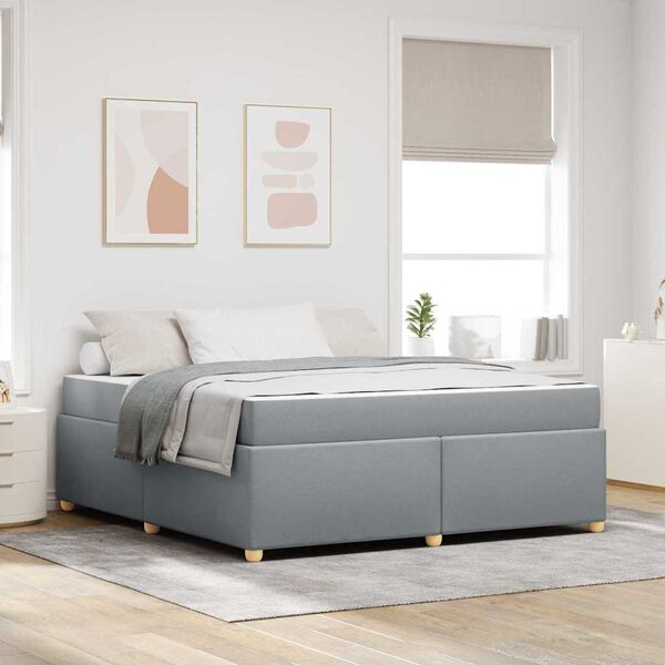 vidaXL Cadre de lit avec matelas Gris clair 180 x 200 cm tissu