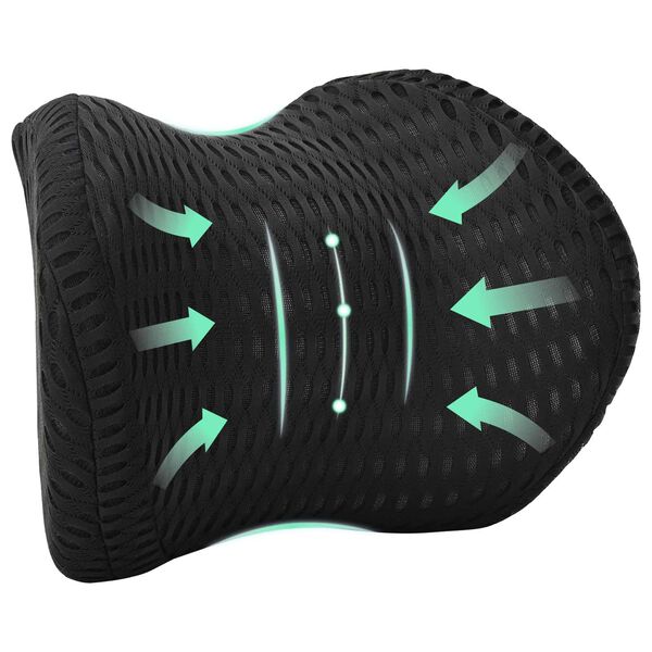 vidaXL Coussin cervical Noir Mousse &agrave; m&eacute;moire de forme