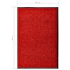 vidaXL Paillasson lavable Rouge 60x90 cm