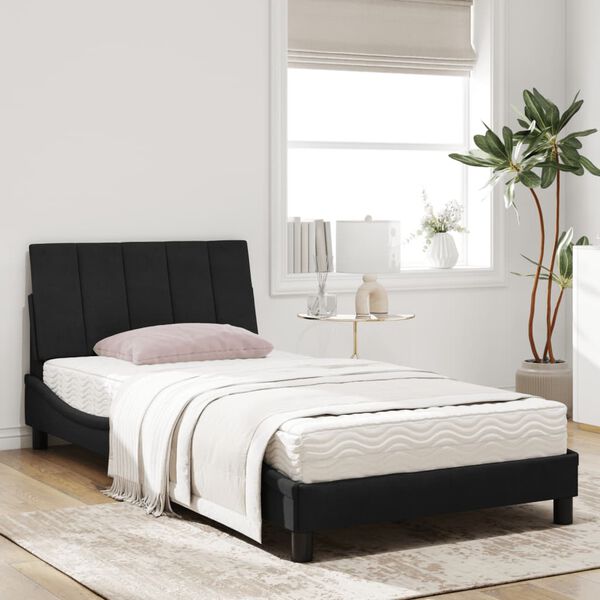 vidaXL Lit avec matelas Hanko noir 100x200 cm velours