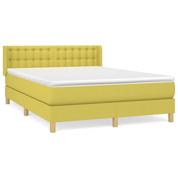 vidaXL Sommier &agrave; lattes de lit avec matelas Vert 140x200 cm Tissu