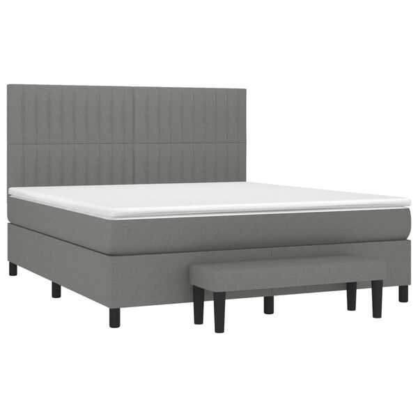vidaXL Sommier &agrave; lattes de lit avec matelas Gris fonc&eacute; 180x200cm Tissu