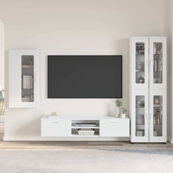 vidaXL Ensemble meuble TV avec tiroir FLORIN Blanc Bois d'ing&eacute;nierie