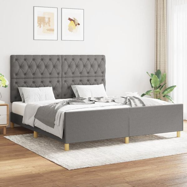 vidaXL Cadre de lit sans matelas gris fonc&eacute; 160x200 cm tissu