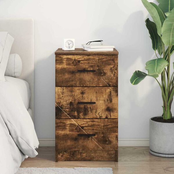 vidaXL Cabinet de chevet Ch&ecirc;ne fum&eacute; 38 x 38 x 66 cm Bois d'ing&eacute;nierie