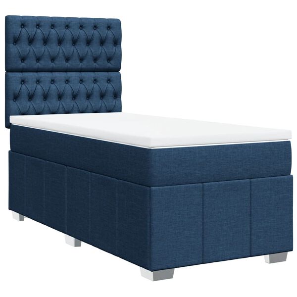 vidaXL Sommier &agrave; lattes de lit avec matelas Bleu 90x190 cm Tissu