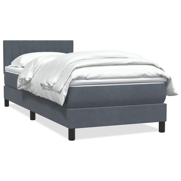 vidaXL Sommier &agrave; lattes de lit et matelas gris fonc&eacute; 90x210 cm velours