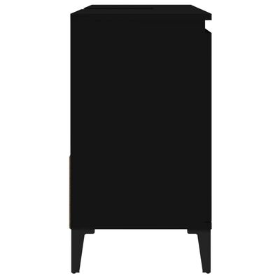 Armoire De Salle De Bain VidaXL - Meuble Rangement Étagères Avec Portes - Noir 190cm