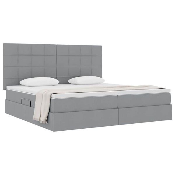 vidaXL Lit avec rangement et matelas Gris clair 200 x 200 cm Polyester