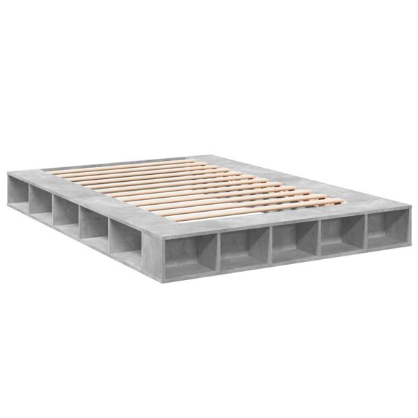 vidaXL Cadre de lit sans matelas gris b&eacute;ton 150x200 cm