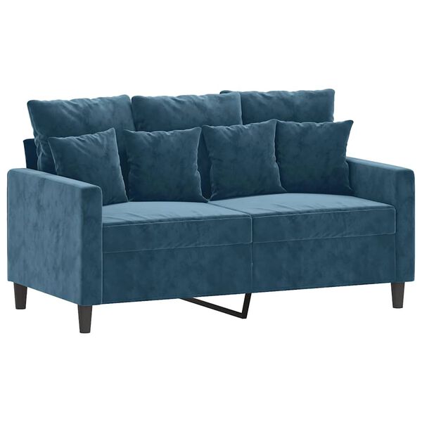 vidaXL Canap&eacute; &agrave; 2 places Bleu 120 cm Velours