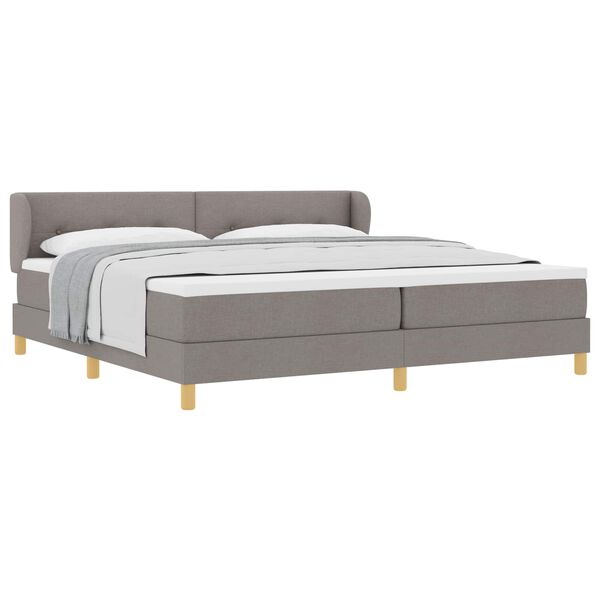 vidaXL Lit &agrave; ressorts avec matelas Taupe 200 x 200 cm tissu