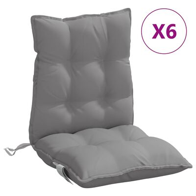 vidaXL Coussins de chaise à dossier bas lot de 6 gris tissu oxford