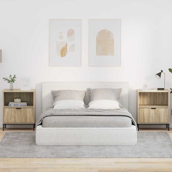 vidaXL Tables de chevet avec tiroir 2 pcs Ch&ecirc;ne sonoma 49 x 36 x 61 cm