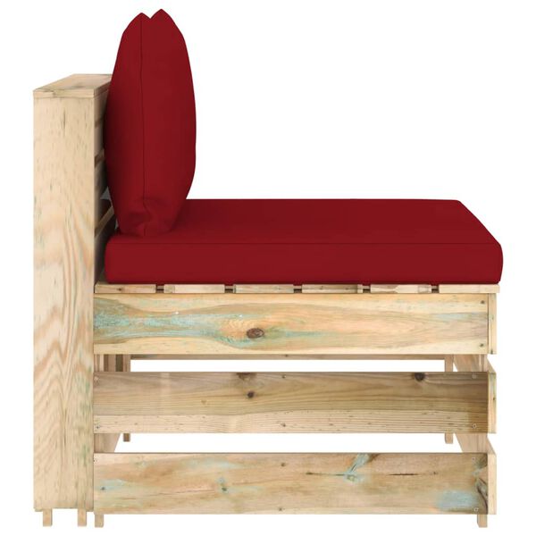 vidaXL Canap&eacute; central sectionnel avec coussins Bois impr&eacute;gn&eacute; de vert