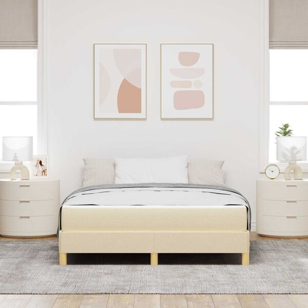 vidaXL Lit &agrave; ressorts avec matelas Cr&egrave;me 160 x 200 cm tissu