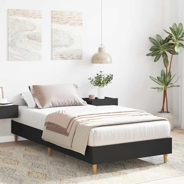 vidaXL Cadre de lit sans matelas noir 90x190 cm bois ing&eacute;nierie
