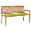 vidaXL Banc de jardin empilable et coussin 159 cm Bois de teck massif