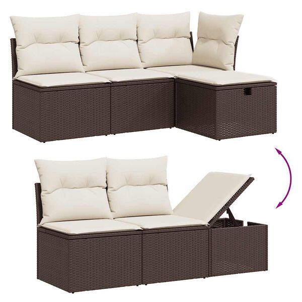 vidaXL Salon de jardin 10 pcs avec coussins marron r&eacute;sine tress&eacute;e