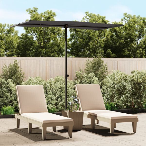 vidaXL Parasol de jardin avec m&acirc;t en aluminium 180x110 cm anthracite