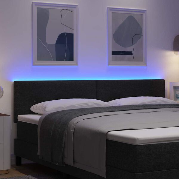 vidaXL T&ecirc;te de lit LED avec des lumi&egrave;res &agrave; LED Noir 180 cm Polyester