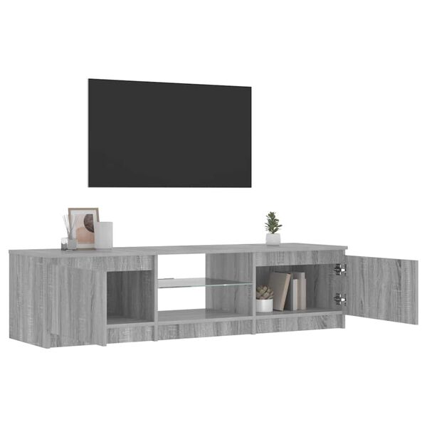 vidaXL Meuble TV avec lumi&egrave;res LED Sonoma gris 140x40x36 cm