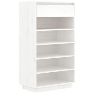 vidaXL Armoire &agrave; chaussures Blanc 60x34x105 cm Bois de pin massif