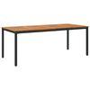 vidaXL Table de jardin Naturel et Noir 200 x 90 x 75 cm