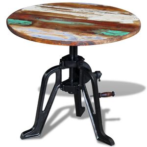 vidaXL Table auxiliaire Bois de r&eacute;cup&eacute;ration massif Fonte 60x(42-63)cm