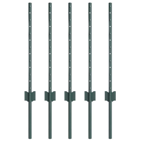 vidaXL Poteaux de clôture 5 pcs Vert 60 cm Acier