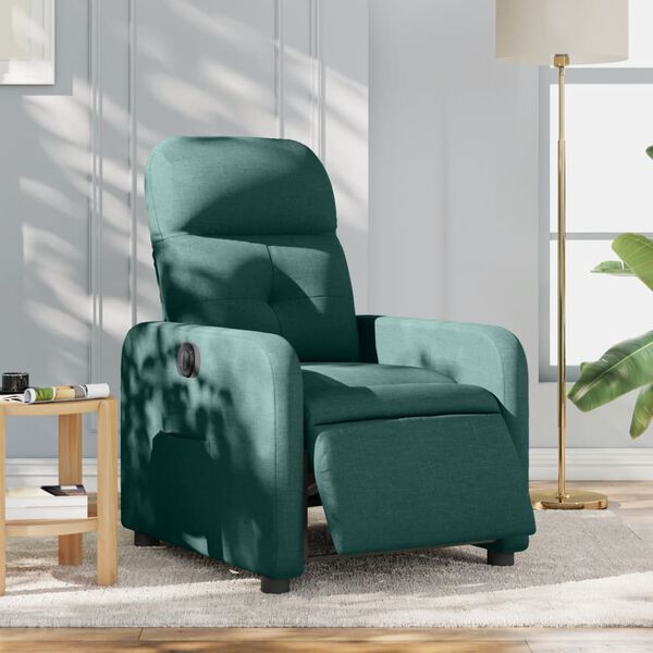 vidaXL Fauteuil inclinable &eacute;lectrique Vert fonc&eacute; Tissu