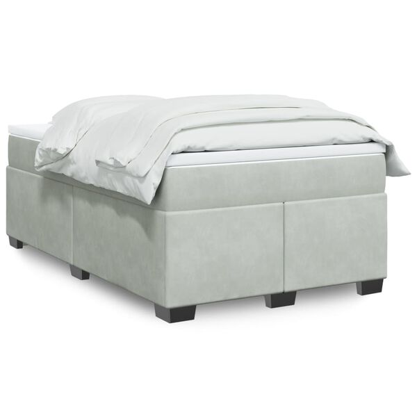 vidaXL Sommier &agrave; lattes de lit et matelas Gris clair 120x200cm Velours