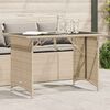 vidaXL Table de jardin avec dessus en verre beige 110x68x70 cm rotin