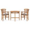 vidaXL Ensemble &agrave; manger de jardin 3pcs avec coussins bois teck solide