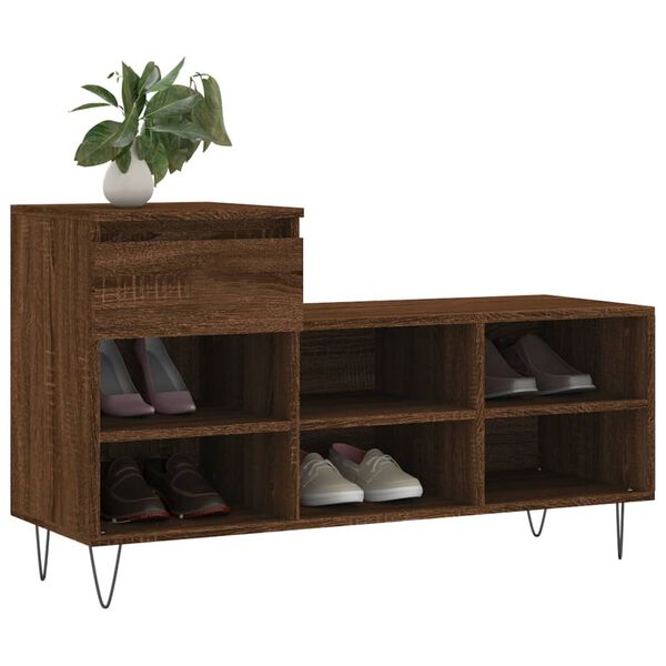 vidaXL Armoire à chaussures Chêne marron 102x36x60cm Bois d'ingénierie