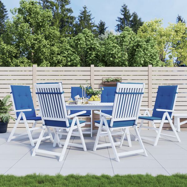 vidaXL Coussins de chaise de jardin &agrave; dossier haut lot de 6 bleu royal