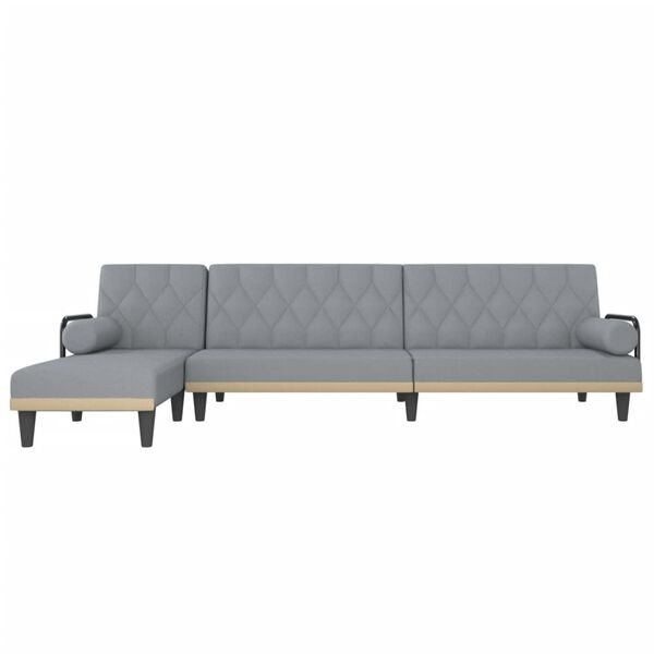 vidaXL Canap&eacute;-lit en forme de L gris clair 260x140x70 cm tissu