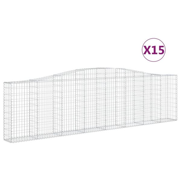 vidaXL Paniers à gabions arqués 15 pcs 400x30x100/120 cm Fer galvanisé