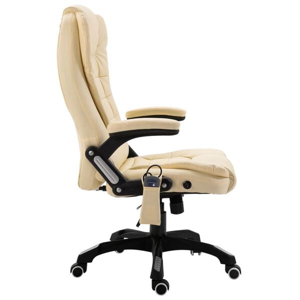 vidaXL Chaise de bureau de massage Crème Similicuir