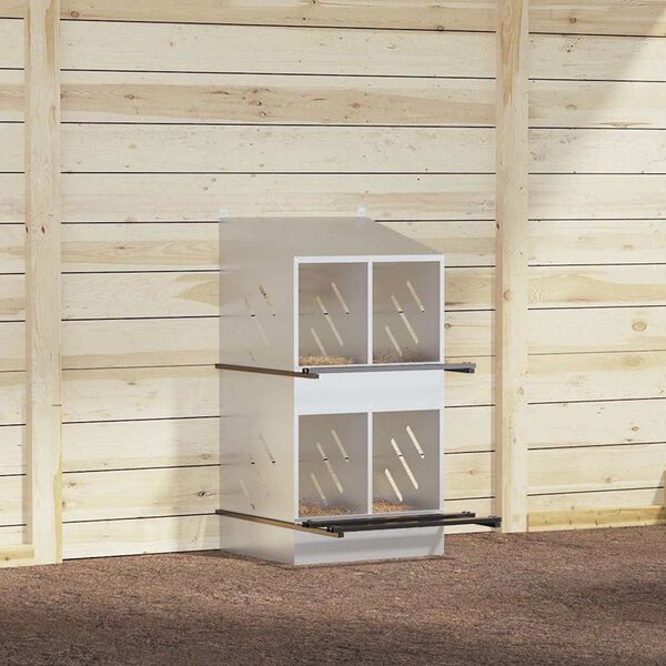 vidaXL Nichoir de poules avec 4 compartiments M&eacute;tal argent&eacute; galvanis&eacute;