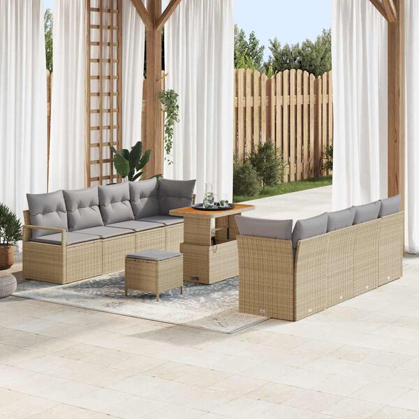 vidaXL Ensemble de canap&eacute; de jardin avec coussin Beige et Gris clair