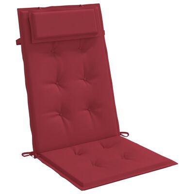 vidaXL Coussins de chaise à dossier haut lot de 2 rouge bordeaux