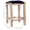 vidaXL Tabouret de bar Cuir de chèvre véritable et bois de teck massif