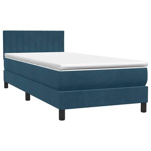 vidaXL Sommier &agrave; lattes de lit et matelas bleu fonc&eacute; 80x220 cm velours