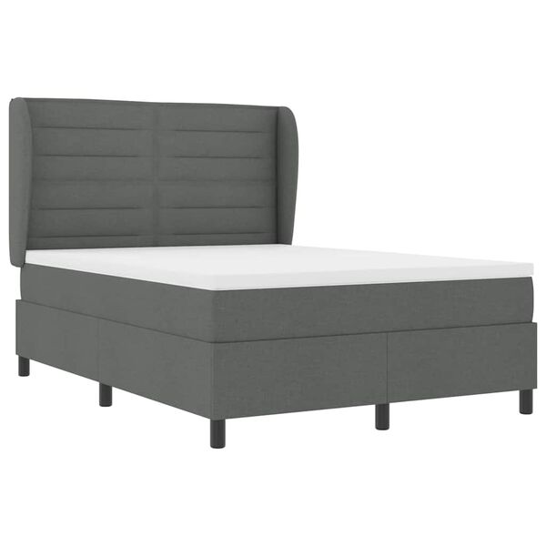 vidaXL Lit &agrave; ressorts avec matelas Gris fonc&eacute; 140 x 190 cm tissu