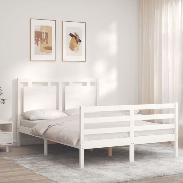 vidaXL Cadre de lit sans matelas blanc 140x200 cm bois massif